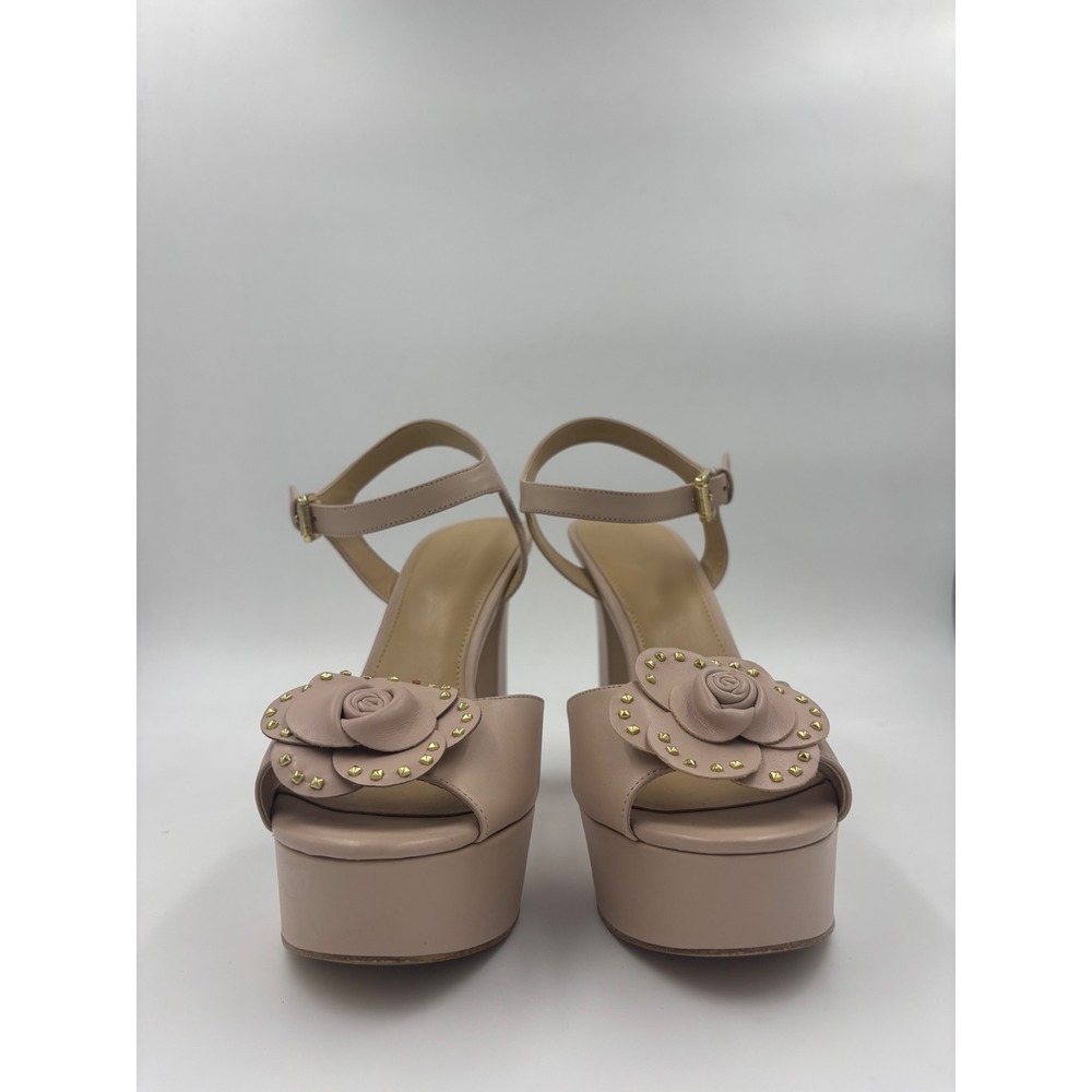 Michael Kors Blush Pink Leather Rose Studded Platform Block Heel Womens Size 9M - Picture 2 of 12